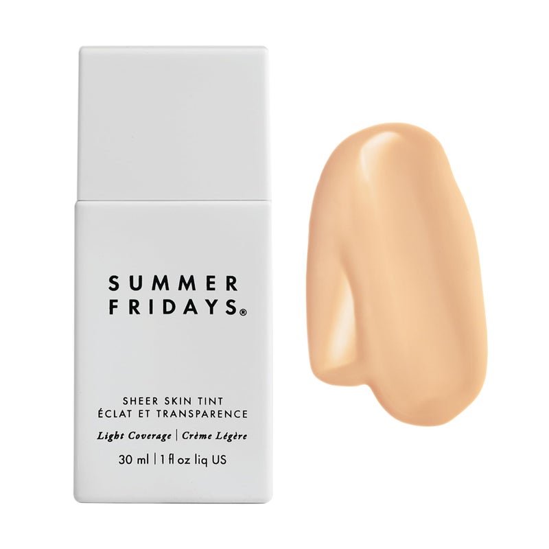 Summer Fridays Sheer Skin Tint  Skin Tint with Hyaluronic Acid  Helps Diminish Uneven Skin Tone  Sheer to Light Coverage  Shade 1  Fair with Neutral Peach Undertones 1 Fl Oz